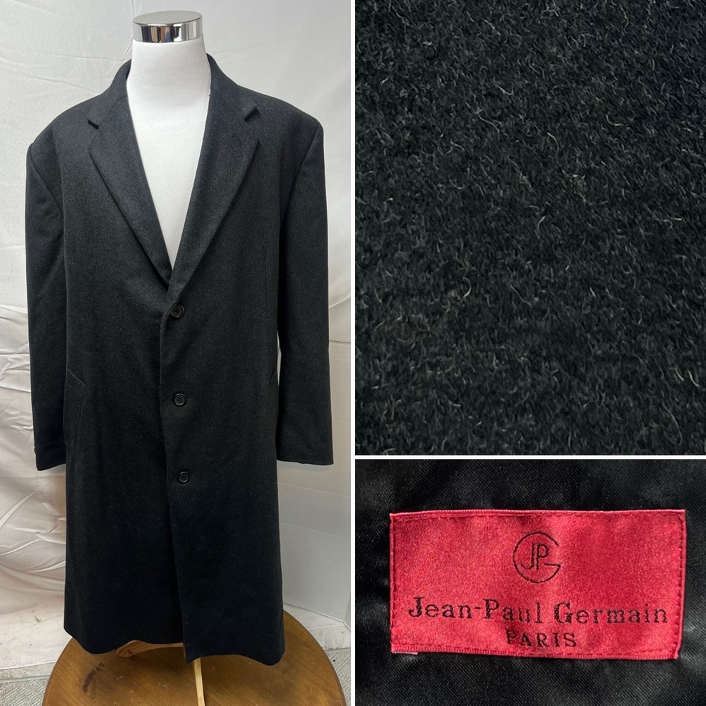 Jean-Paul Germain Paris Men's 54L Charcoal Gray Wool Cashmere Long Overcoat Coat